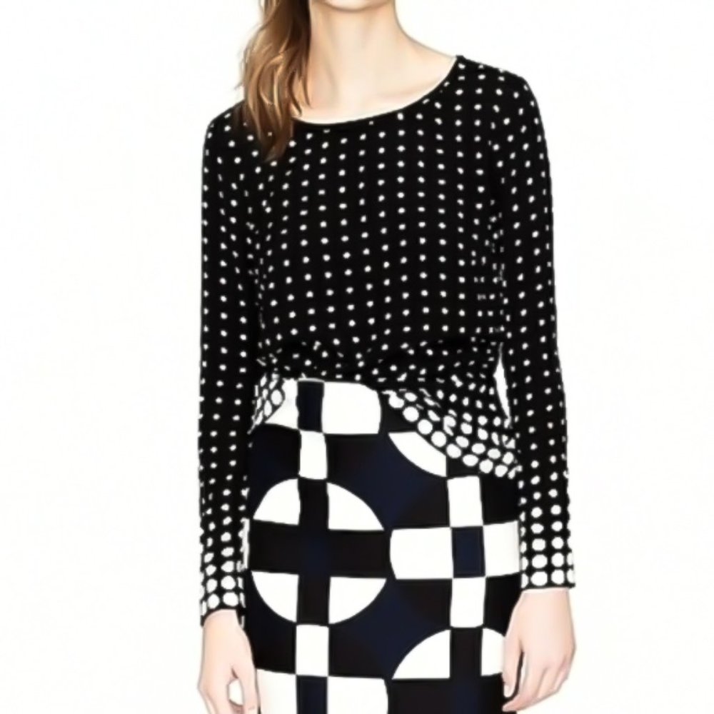 J. CREW A-Line Long Sleeve Polka Dot Blouse